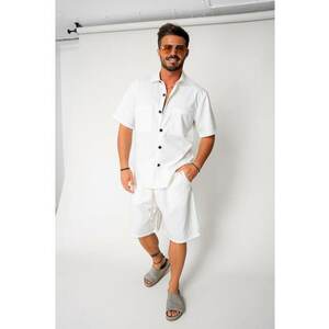 Set camasa cu doua buzunare si pantalon scurt White 17760 imagine