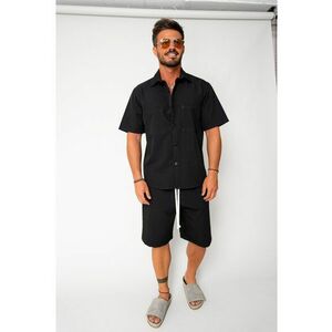 Set camasa cu doua buzunare si pantalon scurt Black 17755 imagine