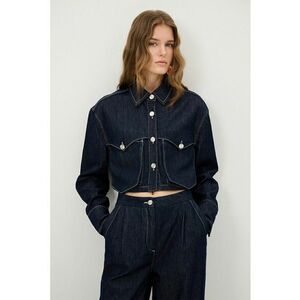 Jacheta crop de denim imagine