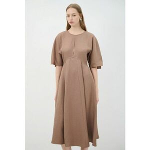 Rochie din amestec de in cu maneci medii imagine