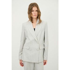 Sacou din amestec de in cu doua randuri de nasturi si model in dungi imagine