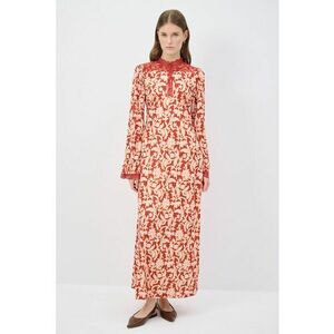 Rochie lunga cu model floral si maneci ample imagine