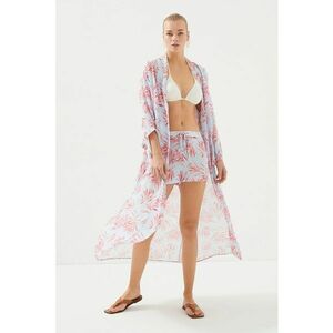 Pantaloni scurti de plaja cu snur si model floral imagine