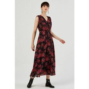 Rochie cu cordon asortat in talie - imprimeu si decolteu in V imagine