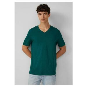 Tricou barbati cu decolteu in V - Regular fit - din bumbac - Verde inchis imagine