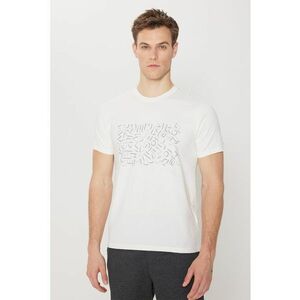 Tricou cu imprimeu si decolteu la baza gatului imagine