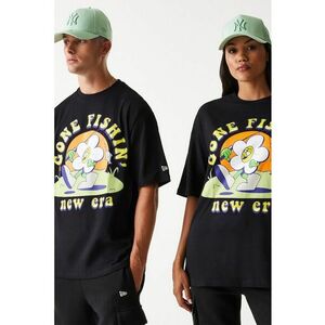 Tricou unisex cu imprimeu grafic si decolteu la baza gatului imagine