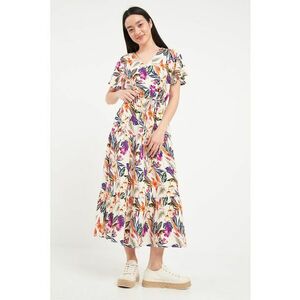 Rochie lunga cu model floral si decolteu in V imagine