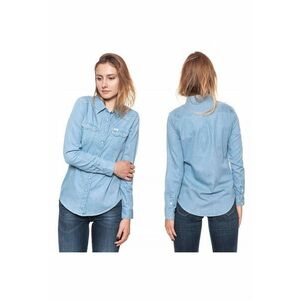 Camasa Dama Denim - Model WESTERN SHIRT - Croiala Clasica Regular Fit - 100% Bumbac - Cu Capse - 2 Buzunare La Piept - Stil Western - Buna Pentru Fiecare Zi Si Tinute Casual - Marimea XS - Albastru imagine