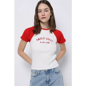 Tricou cu imprimeu si maneci raglan imagine