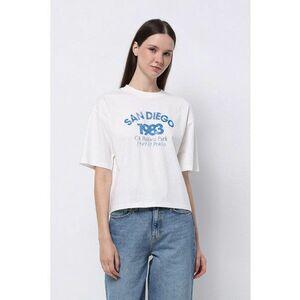 Tricou cu imprimeu text si maneci cazute imagine