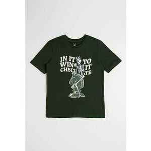 Tricou cu imprimeu text si decolteu la baza gatului imagine