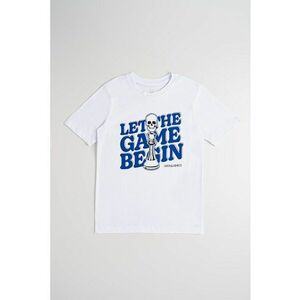 Tricou cu imprimeu text si decolteu la baza gatului imagine