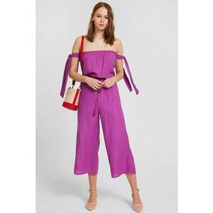 Salopeta de bumbac cu decolteu pe umeri imagine