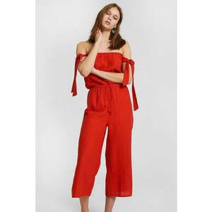 Salopeta de bumbac cu decolteu pe umeri imagine