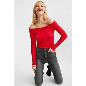 Bluza striata cu decolteu pe umeri imagine