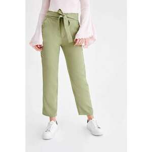 Pantaloni drepti din lyocell cu cordon in talie imagine