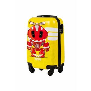 Troler Copii XS Robot KD01 - Policarbonat - 4 Roti Detasabile - 50 cm - Galben imagine