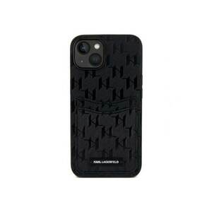 Husa de protectie Saffiano Monogram Card Slot pentru iPhone 14 - Negru imagine