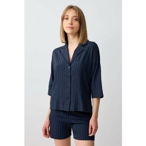 Pantaloni scurti striati cu talie inalta imagine