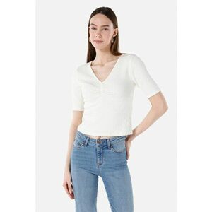 Tricou crop cu decolteu in V imagine