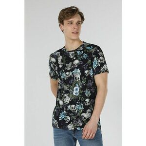 Tricou cu decolteu la baza gatului si imprimeu grafic imagine