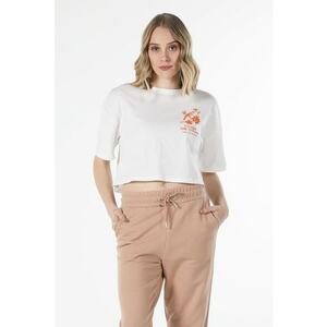 Tricou crop din bumbac cu imprimeu grafic imagine