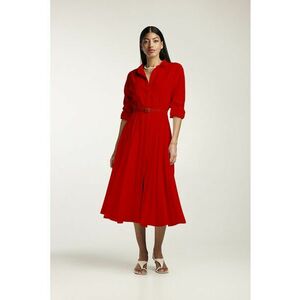 Rochie-camasa midi cu pliuri si o curea imagine