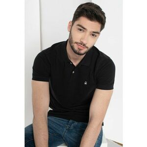 Tricou polo regular fit cu aspect pique imagine