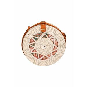 Geanta crossbody din paie - Alb fildes - Rosu inchis imagine