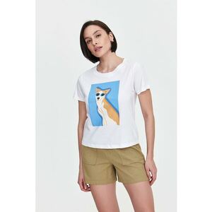 Tricou cu imprimeu grafic si decolteu rotund imagine