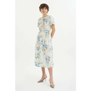 Rochie midi cu croiala in A si model floral imagine