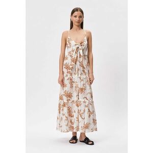 Rochie maxi evazata cu model si decolteu in V imagine