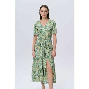 Rochie cu decolteu in V si cordon asortat imagine