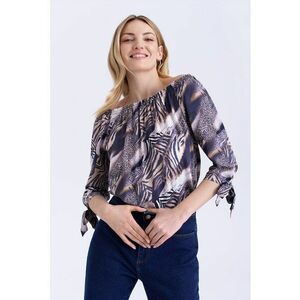 Bluza cu imprimeu si decolteu pe umeri imagine