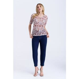 Bluza cu decolteu rotund si imprimeu imagine