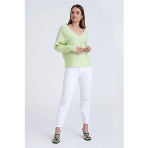 Pulover striat cu decolteu in V imagine