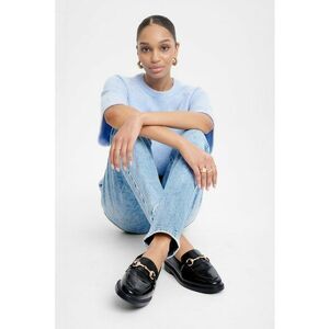 Blugi mom-fit cu aspect decolorat imagine