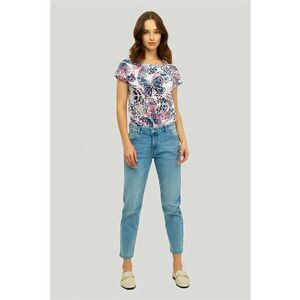 Blugi conici cu aspect decolorat - Albastru imagine