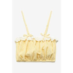 Top crop cu model gingham imagine