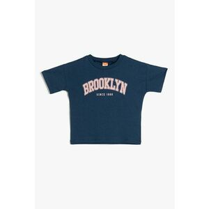 Tricou din bumbac cu imprimeu text imagine