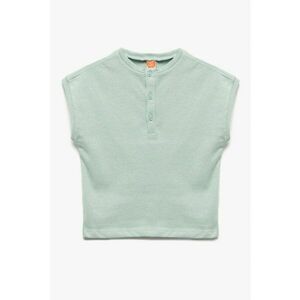 Tricou uni din bumbac cu decolteu la baza gatului imagine