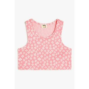 Top crop cu model floral imagine