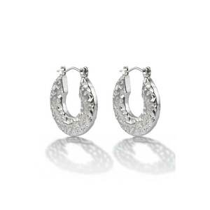 Cercei rotunzi texturati placati cu aur de 18K imagine