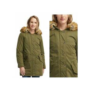 Geaca Dama De Iarna - Model PARKA - Croiala Regular Fit - Cu Fermoar Si Nasturi - Cu Gluga Si Blanita Detasabila - Captusita Si Practica - Buna Pentru Iarna Si Tinute Zilnice - Marimea M - Verde imagine