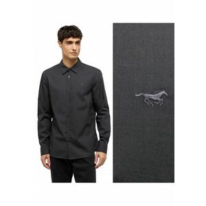 Camasa Barbati - Model CANTON - Stil Elegant - Croiala Clasica Regular Fit - 100% Bumbac - Cu Nasturi - Buna Pentru Serviciu Si Ocazii Speciale - Marimea S - Negru imagine