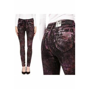 Pantaloni Dama - Model SKYLER - Croiala Slim Fit Cu Talie Inalta - Elastici Si Comozi - Buni Pentru Fiecare Zi Si Serviciu - Cu Fermoar - 5 Buzunare - Marimea W28 L33 - Negru/Roz imagine