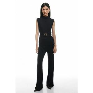 Pantaloni striati cu croiala bootcut si talie inalta imagine