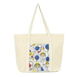 Geanta dama Shopper - bej - dimensiune unica - foarte incapatoare - cu un motiv grafic imagine