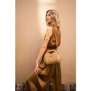 Geanta dama Sheila - bej - detalii aurii - dimensiune unica imagine